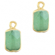 Naturstein Anhänger Rechteck Ocean green-gold