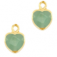 Naturstein Anhänger Herz Ocean green-gold