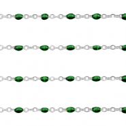 Stainless Steel - Rostfrei Stahl Schmuckzubeh&ouml;r Gliederkette 1mm Ultramarine green-silber