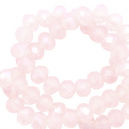 Top Glas Facett Perlen 4x3mm rondellen Soft pink opal-pearl shine coating
