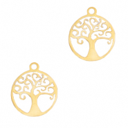 Stainless Steel - Rostfrei Stahl Anh&auml;nger Baum des Lebens Gold