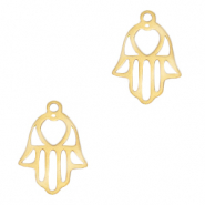 Stainless Steel - Rostfrei Stahl Anhänger Hamsa Hand Gold