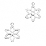 Stainless Steel - Rostfrei Stahl Anhänger Blume Silber