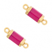 Naturstein Anhänger Zwischenstück Hexagon Magenta purple-gold