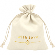Schmuckbeutel "with love" Off white-gold