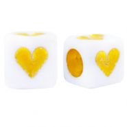 Buchstaben Perlen aus Acryl Herz White-gold