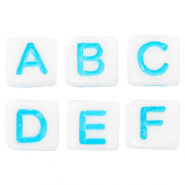 Buchstaben Perlen aus Acryl Mix White-blue