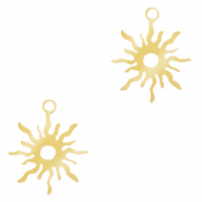 Stainless Steel - Rostfrei Stahl Anh&auml;nger Sonne Gold