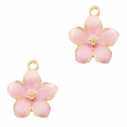 Basic Quality Metall Anhänger Blume Gold-pink