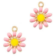 Basic Quality Metall Anhänger Blume Gold-pink
