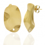 Ohrringe aus Stainless Steel - Rostfreiem Stahl Ohrstecker Oval mit &Ouml;se Gold