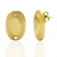 Ohrringe aus Stainless Steel - Rostfreiem Stahl Ohrstecker Oval mit &Ouml;se Gold