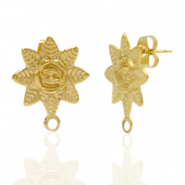 Ohrringe aus Stainless Steel - Rostfreiem Stahl Ohrstecker Blume mit Öse Gold