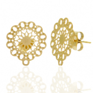 Ohrringe aus Stainless Steel - Rostfreiem Stahl Ohrstecker Bohemian Blume mit Öse Gold