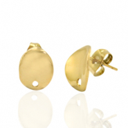 Ohrringe aus Stainless Steel - Rostfreiem Stahl Ohrstecker Oval mit &Ouml;se Gold