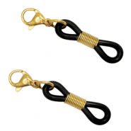Stainless Steel - Rostfrei Stahl Schmuckzubeh&ouml;r Endst&uuml;ck Brillen Kordel mit Karabinerverschluss Gold-black