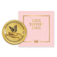 Girls Support Girls Metall Anhänger DQ Zwischenstück Gold (Nickelfrei) 50% wird gespendet an Free a Girl