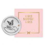 Girls Support Girls Metall Anhänger DQ Zwischenstück Antik silber (Nickelfrei) 50% wird gespendet an Free a Girl
