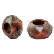 Naturstein Perlen Granit Facett geschliffen Coral red