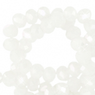 Top Glas Facett Perlen 4x3 mm rondellen Daisy white-pearl shine coating