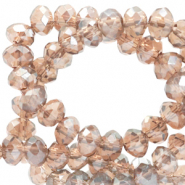 Top Glas Facett Perlen 4x3 mm rondellen Champagne beige-pearl shine coating