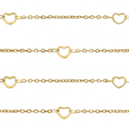 Stainless Steel - Rostfrei Stahl Schmuckzubeh&ouml;r Gliederkette Herzen Gold