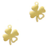 Stainless Steel - Rostfrei Stahl Anh&auml;nger Gl&uuml;cksklee Gold