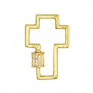 Zirkonia Verschluss Kreuz Gold
