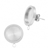 Polaris Steel Ohrringe aus Stainless Steel mit Fassung f&uuml;r 12mm Cabochon (mit &Ouml;se) Silber