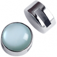 Metall Schieber DQ Cuoio mit Fassung f&uuml;r 12mm Cabochon silber