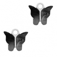 Resin Anh&auml;nger Schmetterling Silver-anthracite