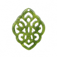 Resin Anh&auml;nger Rhombus Barock Olive green