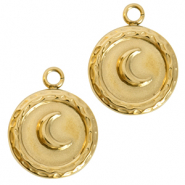 Stainless Steel - Rostfrei Stahl Anh&auml;nger Mond Gold