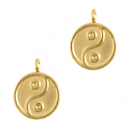 Stainless Steel - Rostfrei Stahl Anh&auml;nger Yin & Yang Gold