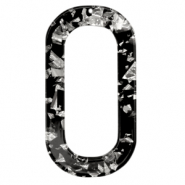 Resin Anh&auml;nger lang Oval Silver-black