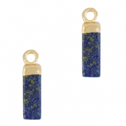 Naturstein Anhänger Tube Sapphire blue-gold