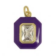 Brass TQ Metall Anh&auml;nger Rechteck Zirkonia Dark purple-gold