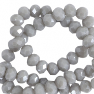 Top Glas Facett Perlen 8x6 mm rondellen Cloudy grey-pearl shine coating