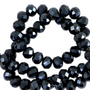 Top Glas Facett Perlen 6x4 mm rondellen Black-pearl shine coating