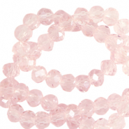 Top Glas Facett Perlen 6x4 mm rondellen Primrose pink-pearl shine coating