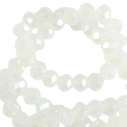 Top Glas Facett Perlen 6x4 mm rondellen Milky crystal-pearl shine coating