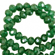 Top Glas Facett Perlen 3x2mm rondellen Fairway green-pearl shine coating