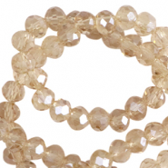 Top Glas Facett Perlen 3x32mm rondellen Latte beige-pearl shine coating