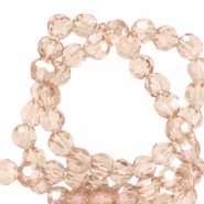 Top Glas Facett Perlen rund 4mm Latte beige-pearl shine coating
