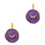 Brass TQ Metall Anh&auml;nger Fl&uuml;gel Gold-dark purple