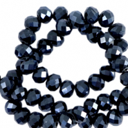Top Glas Facett Perlen 6x4 mm rondellen Interstellar blue-pearl shine coating