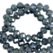 Top Glas Facett Perlen 4x3mm rondellen Montana blue-pearl shine coating