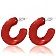 Trendy Ohrringe Creolen Ruby red