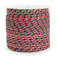 Trendy Kordel geflochten 2mm Gold-neon pink blue