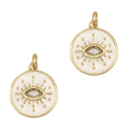 Brass TQ Metall Anh&auml;nger Auge der Vorsehung Enamel Gold-white